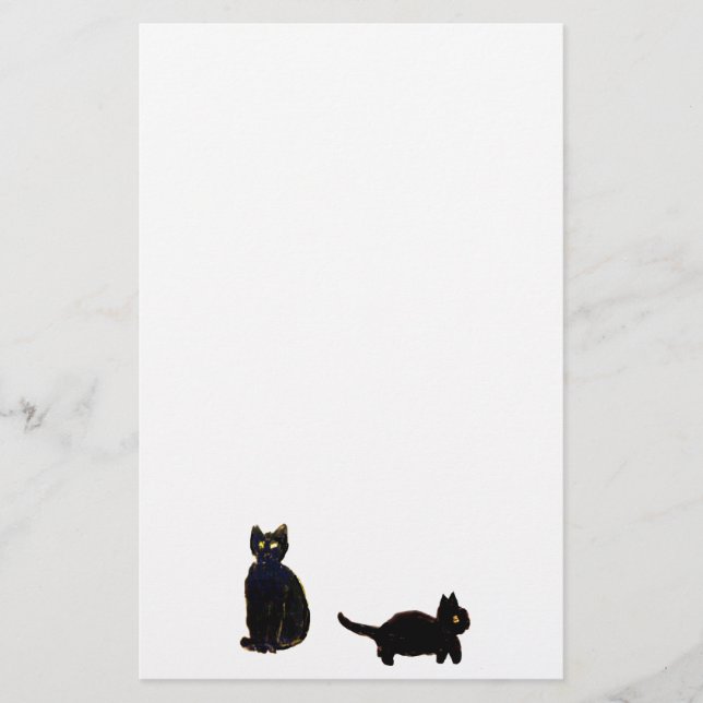 Black Cats Cute Kitty Stationery (Front)