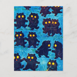 Black Cats Dancing in Moonlight, Louis Wain Postcard