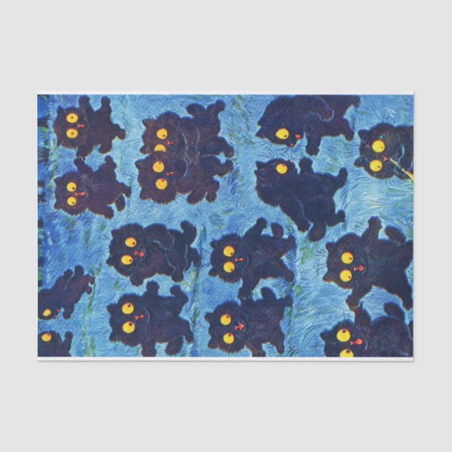 Black Cats Dancing in Moonlight, Louis Wain Tissue Paper (Front)