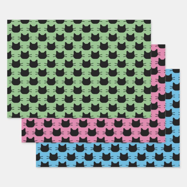 Black Cats Design Wrapping Paper Set (Set)