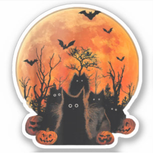 Black Cats Full Moon Funny Animal Pet Lover Hallow