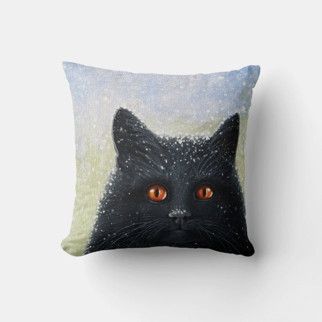 Black Cats Get A Bad Rap children's book cover Throw Pillow (Front)