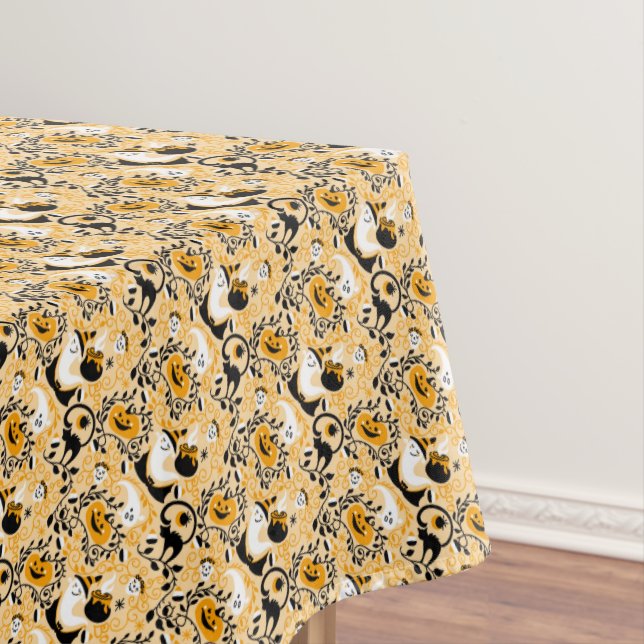 Black Cats, Ghost and Pumpkins  Tablecloth (In Situ)