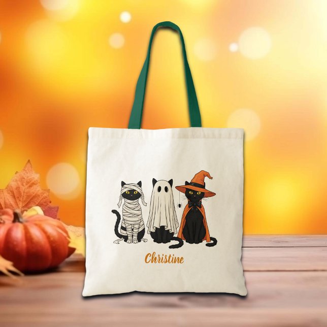 Black Cats Ghosts Halloween Tote Bag (Creator Uploaded)