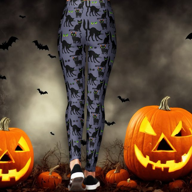 Black Cats Halloween Grey Leggings (Creator Uploaded)