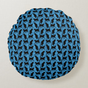 Black Cats Happy Halloween Kitten Lover Space Round Pillow