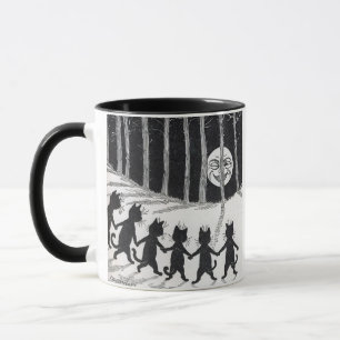 Black Cats Holding Hands in Moonlight • Louis Wain Mug