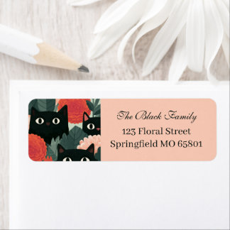 Black Cats In Dahlia Flower Garden Return Address