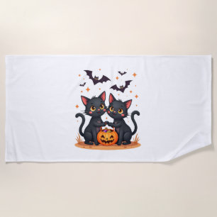 Black Cats in Ghost Costume - Cute Women and Men H Beach Towel