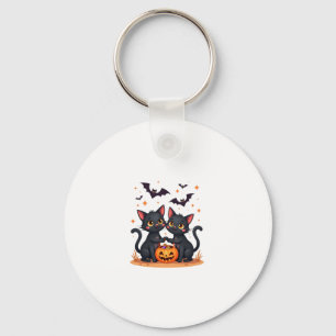 Black Cats in Ghost Costume - Cute Women and Men H Keychain