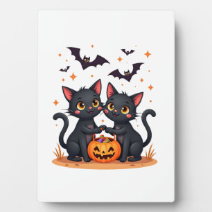 Black Cats in Ghost Costume - Cute Women and Men H Plaque