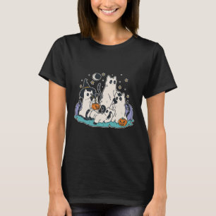 Black Cats in Ghost Costume - Cute Women and Men H T-Shirt