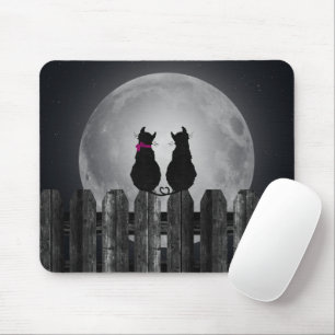Black Cats in Moonlight Mouse Pad