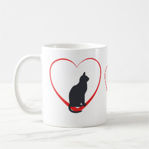 Black cats in open red hearts coffee mug