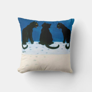 Black Cats in the Snow, Louis Wain Throw Pillow