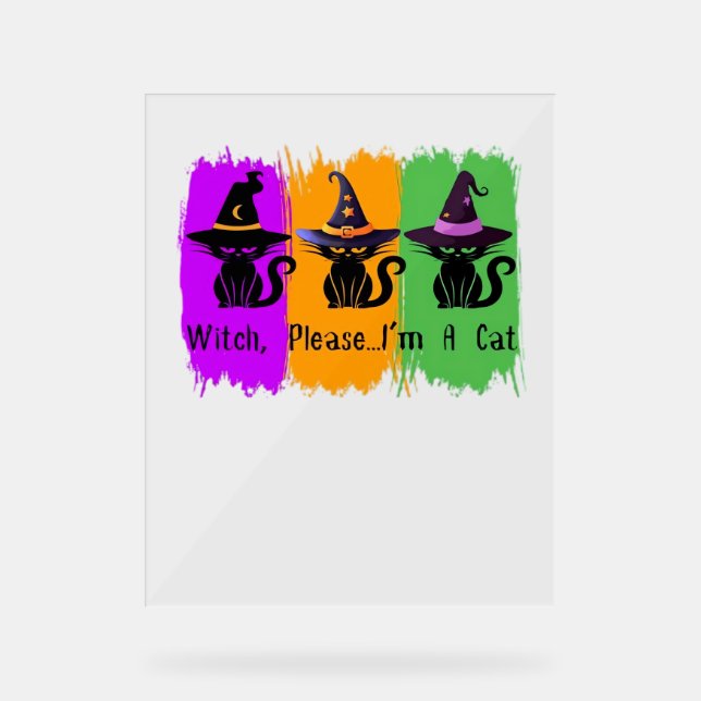 Black Cats In Witch Hats Essential T-Shirt Acrylic Sign (Front)