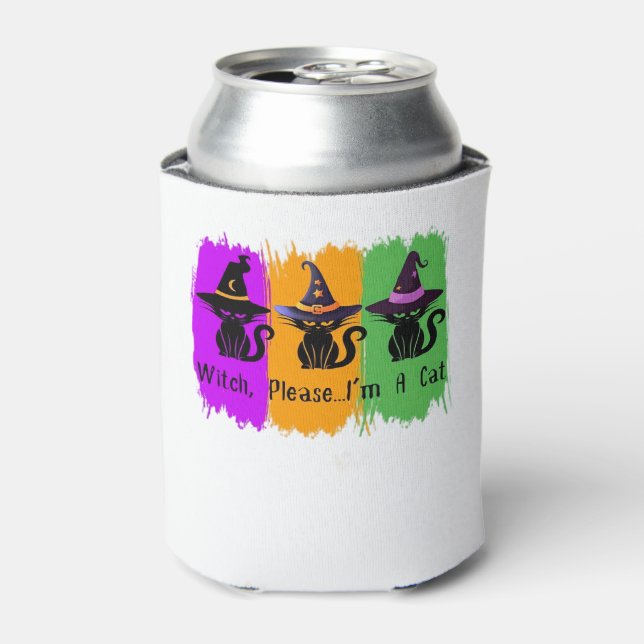 Black Cats In Witch Hats Essential T-Shirt Can Cooler (Can Front)