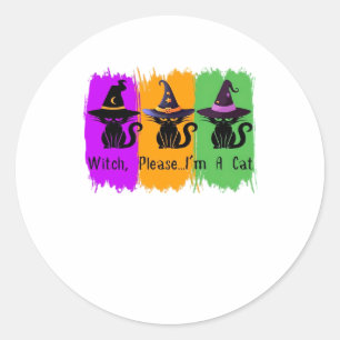 Black Cats In Witch Hats Essential T-Shirt Classic Round Sticker