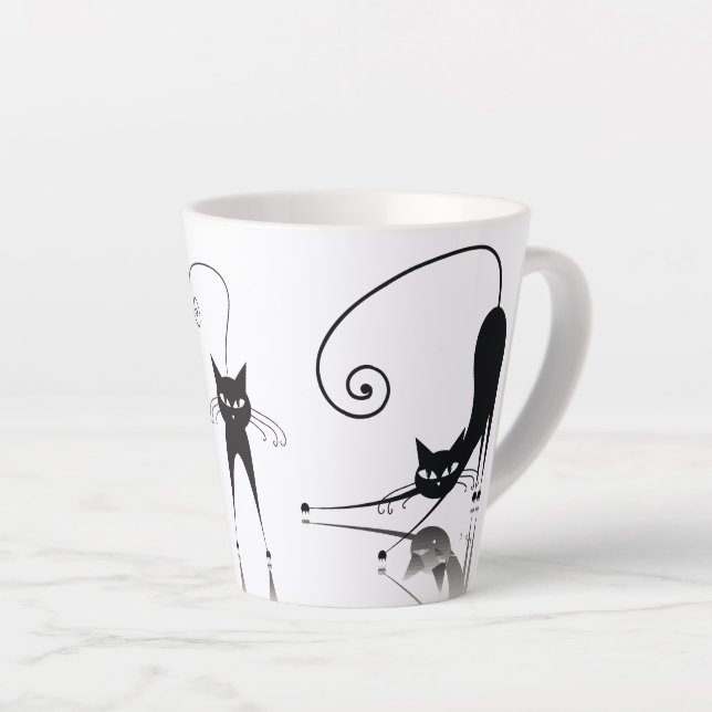 Black Cats Latte Mug (Right Angle)