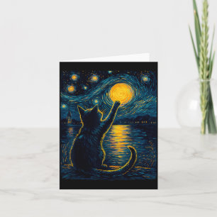 Black Cats Lover Starry Night Vincent Van Gogh Card