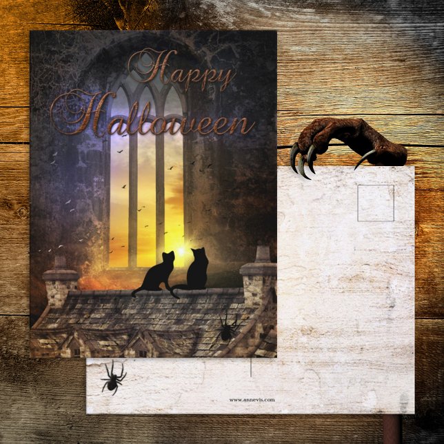 Black Cats Magical Halloween Postcard (Creator Uploaded)