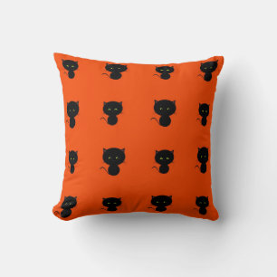 Black Cats on Orange Halloween Kids Pillow
