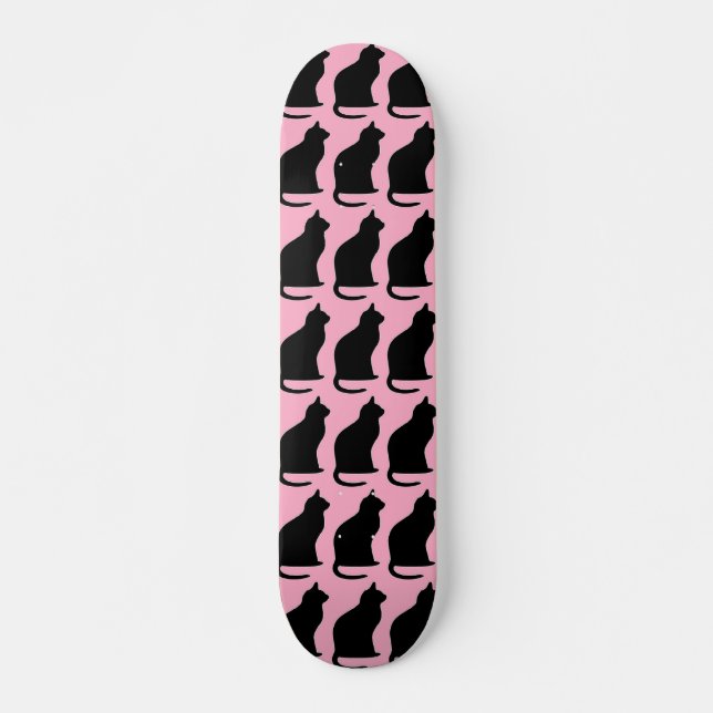 Black cats on pink skateboard (Front)