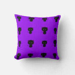 Black Cats on Purple Cute Kids Throw Pillow