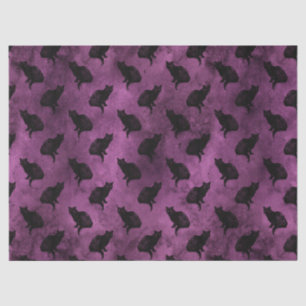 Black Cats on Purple Decoupage Tissue Paper