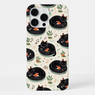 Black Cats on Vinyl Records Collector iPhone 16 Pro Max Case