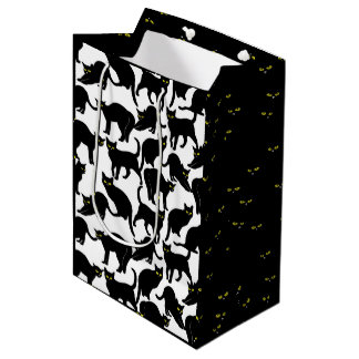 Black Cats on White Background Medium Gift Bag
