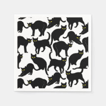 Black Cats on White Background