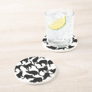 Black Cats on White Coaster