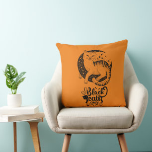 Black Cats Only Halloween  Throw Pillow