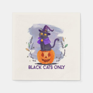 Black Cats Only – Witch Cat on Jack-O’-Lantern Napkin