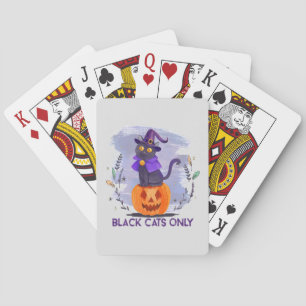 Black Cats Only – Witch Cat on Jack-O’-Lantern Playing Cards