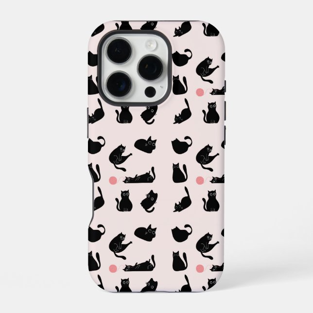 Black Cats Pattern iPhone Case (Back)