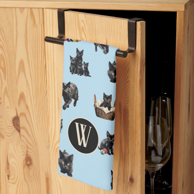 Black Cats Pattern Kitchen Dish Towel (Thirds Fold)