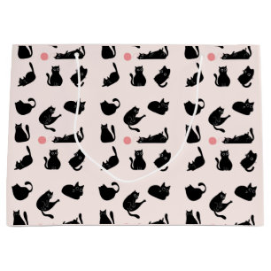 Black Cats Pattern Large Gift Bag