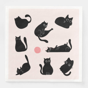 Black Cats Pattern Napkin