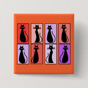 Black Cats Pop Art Gifts 2 Inch Square Button