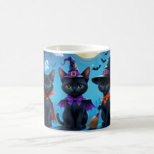 Black Cats Pumpkin Halloween Funny Coffee Mug