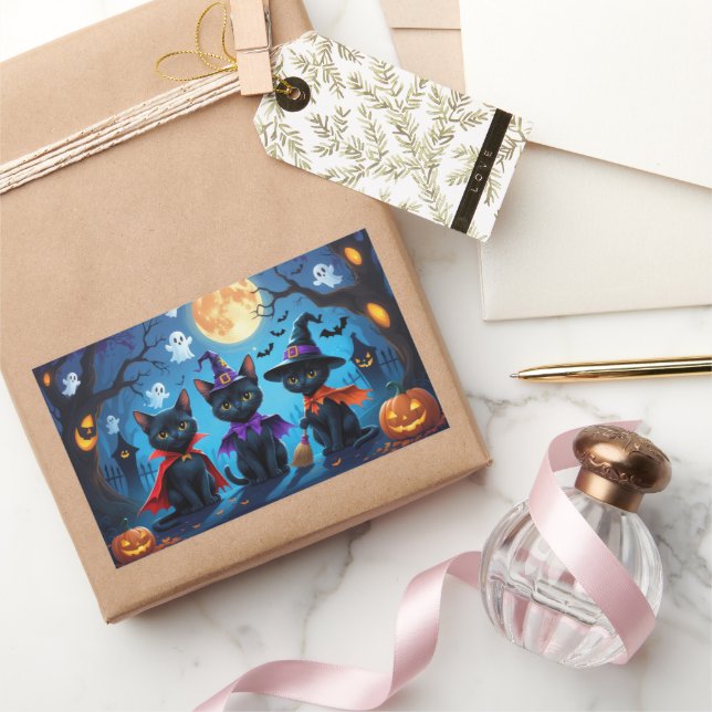 Black Cats Pumpkin Halloween Funny Sticker (Gifting)