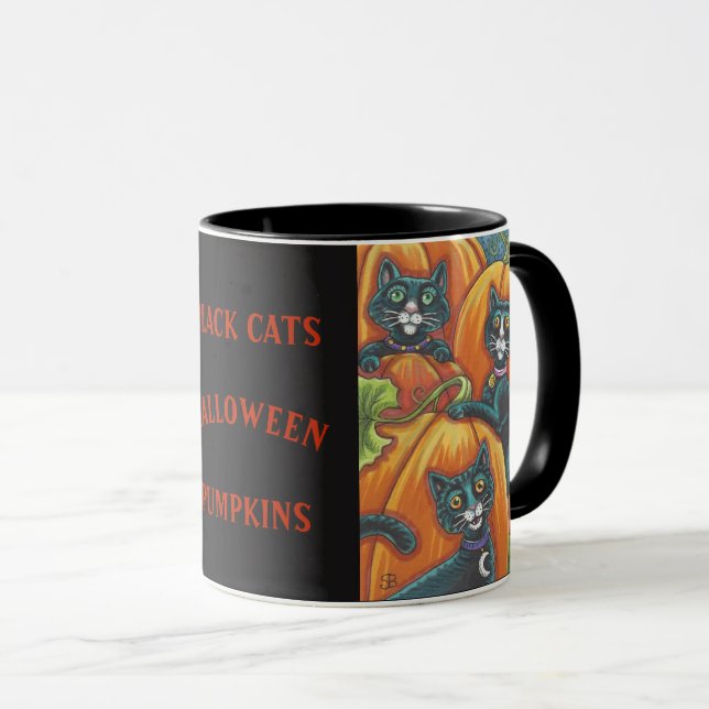 Black Cats Pumpkin Patch HALLOWEEN MUG *Customize (Front Right)