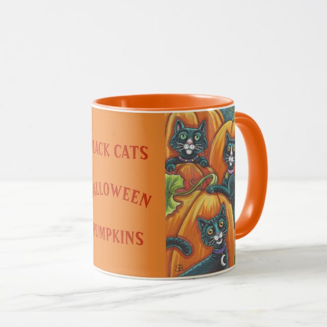 Black Cats Pumpkin Patch HALLOWEEN MUG *Customize (Front Right)