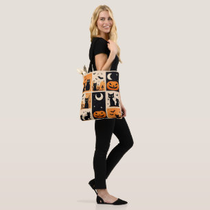 Black cats, pumpkins and bats for Halloween Tote Bag