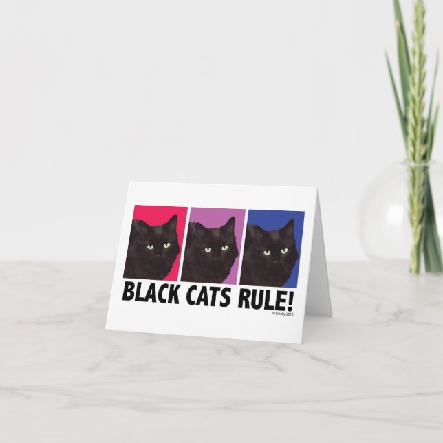 Black Cats RULE! Blank Card (Front)