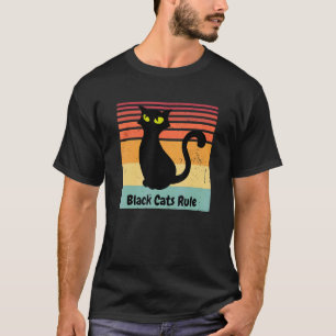 Black Cats Rule Cute Kitty Retro Vintage Graphic T-Shirt