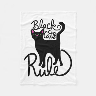 Black Cats Rule Fun Black Cat Mom Cute Fleece Blanket