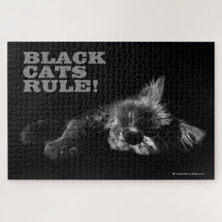 Black Cats Rule - Sleepy Hello Darkness Jigsaw Puzzle